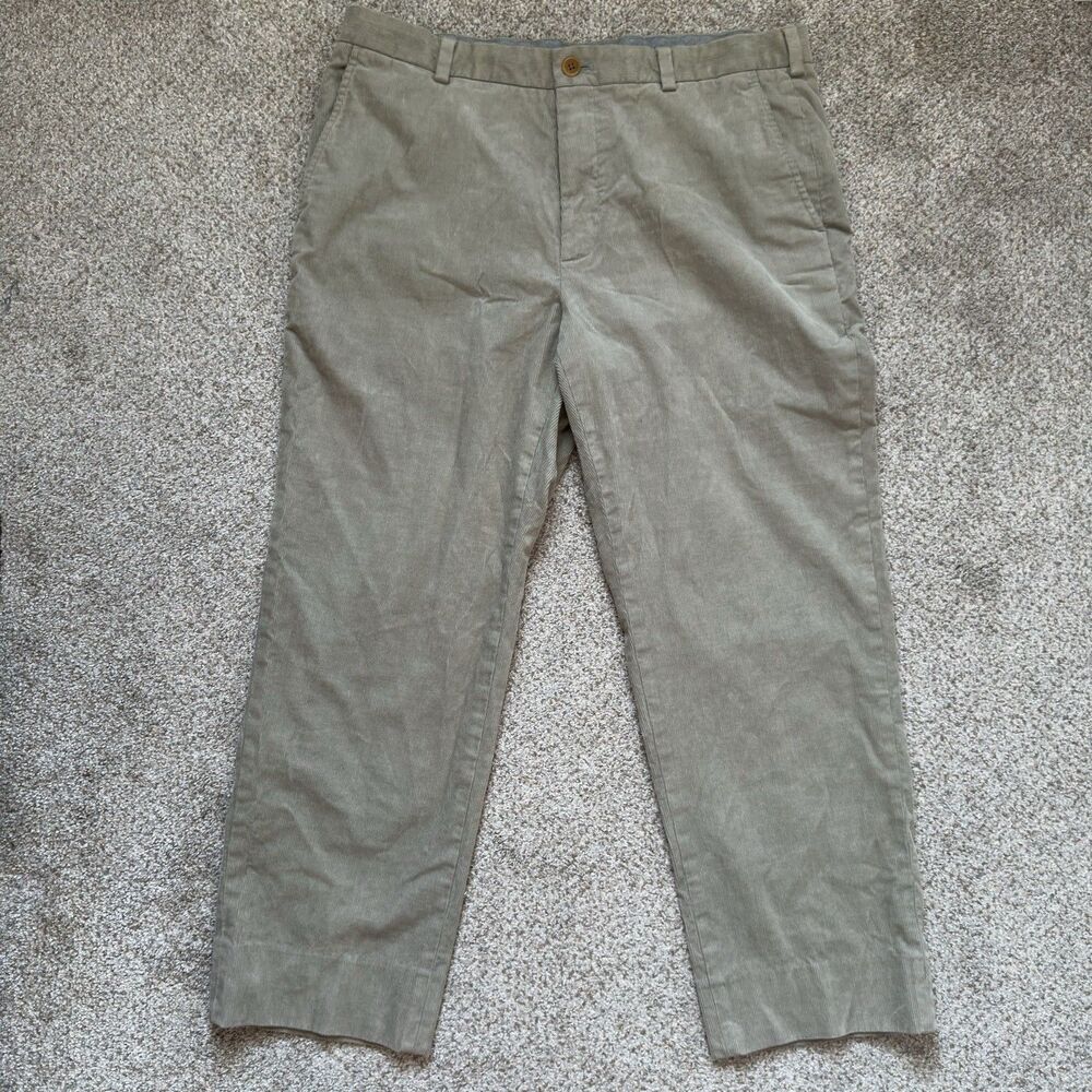 Brooks Brothers Clark Corduroy Pants Mens 36x30 Altered 36x26 Olive Green